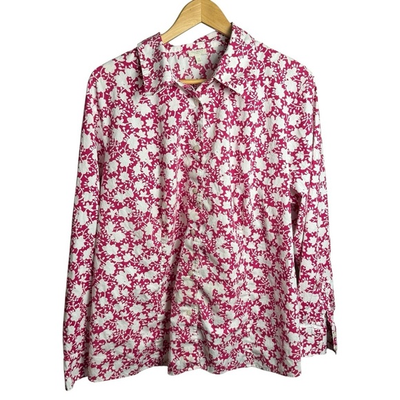 Talbots women’s long sleeve Floral Button-Up collared shirt Pink Size 2X - Picture 3 of 11